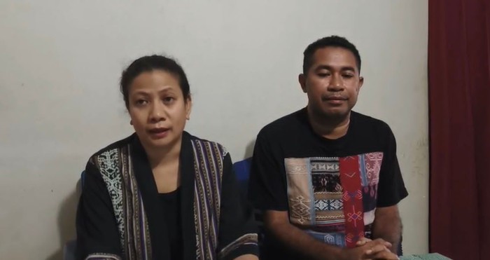 Anggota DPRD TTU, Veronika Lake, didampingi suaminya, Redem Kono, saat memberikan keterangan kepada sejumlah wartawan, Minggu (28/6/2026). (Dok. Pribadi Veronika)