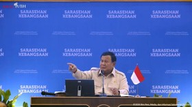 Presiden RI Prabowo Subianto dalam penutupan Sarasehan Kebangsaan Konvensi Sains, Teknologi, dan Industri di Jakarta, Minggu (28/6).
