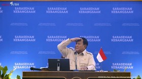 Presiden RI Prabowo Subianto dalam penutupan Sarasehan Kebangsaan Konvensi Sains, Teknologi, dan Industri di Jakarta, Minggu (28/6).