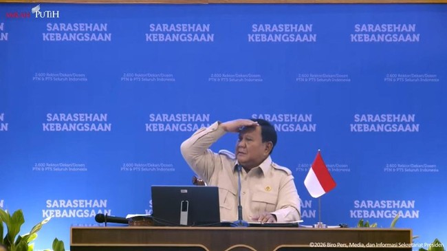 Presiden RI Prabowo Subianto dalam penutupan Sarasehan Kebangsaan Konvensi Sains, Teknologi, dan Industri di Jakarta, Minggu (28/6).