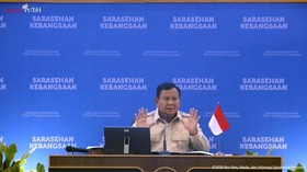 Presiden RI Prabowo Subianto dalam penutupan Sarasehan Kebangsaan Konvensi Sains, Teknologi, dan Industri di Jakarta, Minggu (28/6).