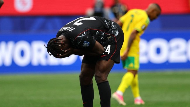 Soccer Football - FIFA World Cup 2026 - Round of 32 - South Africa v Canada - Los Angeles Stadium, Inglewood, California, U.S. - June 28, 2026 Canada's Promise David reacts REUTERS/Daniel Cole