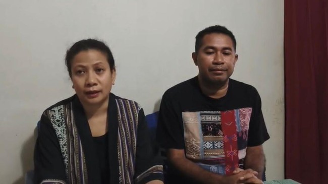 Anggota DPRD TTU, Veronika Lake, didampingi suaminya, Redem Kono, saat memberikan keterangan kepada sejumlah wartawan, Minggu (28/6/2026). (Dok. Pribadi Veronika)