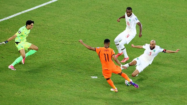 Soccer Football - FIFA World Cup 2026 - Round of 32 - Netherlands v Morocco - Estadio Monterrey, Monterrey, Mexico - June 29, 2026 Netherlands' Cody Gakpo scores their first goal REUTERS/Raquel Cunha