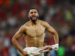 Soccer Football - FIFA World Cup 2026 - Round of 32 - Netherlands v Morocco - Estadio Monterrey, Monterrey, Mexico - June 29, 2026
Morocco's Ismael Saibari celebrates after scoring the winning penalty in the penalty shootout REUTERS/Daniel Becerril