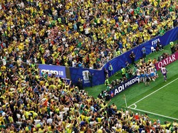 Soccer Football - FIFA World Cup 2026 - Round of 32 - Brazil v Japan - Houston Stadium, Houston, Texas, U.S. - June 29, 2026 Brazil's Gabriel Martinelli celebrates scoring their second goal with teammates REUTERS/Pedro Nunes     TPX IMAGES OF THE DAY