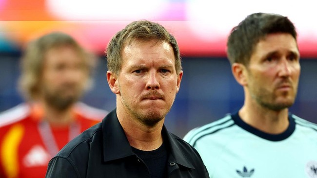 Soccer Football - FIFA World Cup 2026 - Round of 32 - Germany v Paraguay - Boston Stadium, Foxborough, Massachusetts, U.S. - June 29, 2026 Germany coach Julian Nagelsmann look dejected after the match as Germany are eliminated from the World Cup REUT