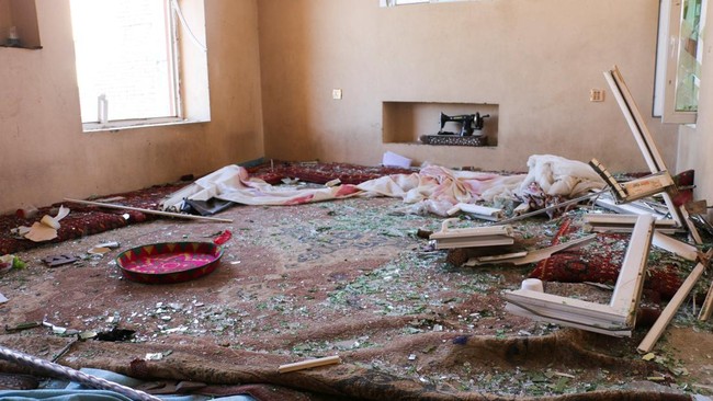 Interior of a destroyed building following an airstrike that the Taliban say was carried out by Pakistan's security forces, in Samkani district, Afghanistan, June 29, 2026. REUTERS/Stringer