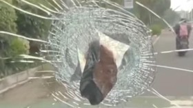 Tangkapan layar video mobil Putri Indonesia Pariwisata 2022 Adinda Cresheilla dilempar batu hingga kaca depan pecah saat berkendara di kawasan Pondok Indah, Jakarta Selatan, Selasa (30/6/2026). ANTARA/HO-Instagram/@lbj_jakarta/Luthfia Miranda Putri.