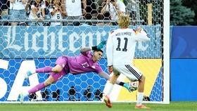 Soccer Football - FIFA World Cup 2026 - Round of 32 - Germany v Paraguay - Boston Stadium, Foxborough, Massachusetts, U.S. - June 29, 2026 Germany's Nick Woltemade has his penalty saved during the penalty shootout by Paraguay's Orlando Gill REUTERS/P
