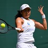 LONDON, ENGLAND - JULY 01: Janice Tjen of Indonesia in action against Daria Kasatkina of Australia during the Ladies' Singles second round match on Day Three of The Championships Wimbledon 2026 at All England Lawn Tennis and Croquet Club on July 01,