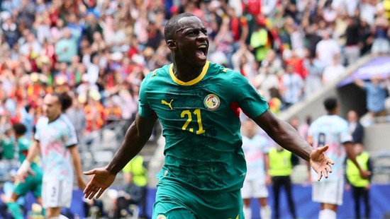 Soccer Football - FIFA World Cup 2026 - Round of 32 - Belgium v Senegal - Seattle Stadium, Seattle, Washington, U.S. - July 1, 2026 Senegal's Habib Diarra celebrates scoring their first goal IMAGN IMAGES via Reuters/Blake Dahlin