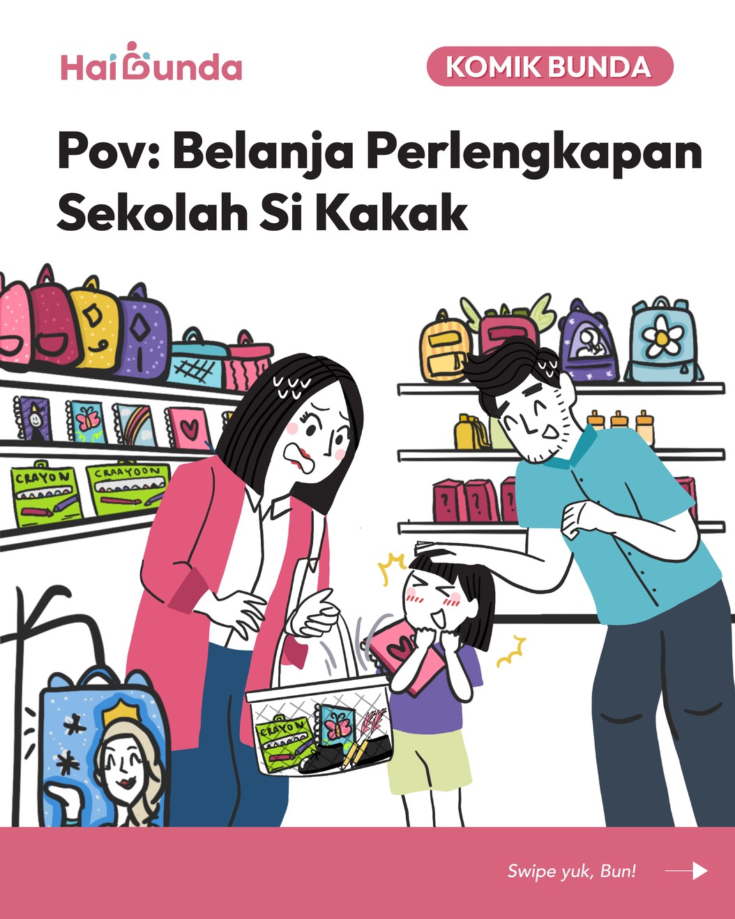 Menjelang masuk sekolah&comma; Bubun dan Ayah ngajak Si Kakak beli perlengkapan sekolah baru nih&period; Tapi&comma; Kakak pengen beli semua yang lucu-lucu&period; Simak selengkapnya&excl;