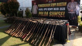 Polda Sumatera Selatan (Sumsel) memusnahkan 397 senjata api (senpi) rakitan ilegal dalam Operasi Senpi Musi 2026 yang digelar dari 12 hingga 27 Juni.