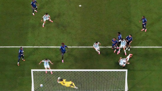 Soccer Football - FIFA World Cup 2026 - Round of 32 - Argentina v Cape Verde - Miami Stadium, Miami Gardens, Florida, U.S. - July 3, 2026 Argentina's Cristian Romero scores their third goal past Cape Verde's Vozinha REUTERS/Paul Childs