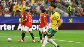 Soccer Football - FIFA World Cup 2026 - Round of 32 - Australia v Egypt - Dallas Stadium, Arlington, Texas, U.S. - July 3, 2026 Australia's Cristian Volpato celebrates their first goal, an own goal scored by Egypt's Mohamed Hany REUTERS/Kai Pfaffenba