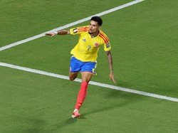 Soccer Football - FIFA World Cup 2026 - Round of 32 - Colombia v Ghana - Kansas City Stadium, Kansas City, Missouri, U.S. - July 3, 2026 Colombia's Luis Diaz celebrates a goal that was later disallowed for offside REUTERS/Claudia Greco