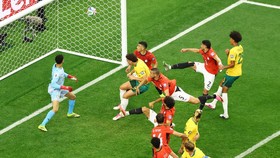 Soccer Football - FIFA World Cup 2026 - Round of 32 - Australia v Egypt - Dallas Stadium, Arlington, Texas, U.S. - July 3, 2026 Egypt's Mohamed Hany scores Australia's first through an own goal REUTERS/Issei Kato