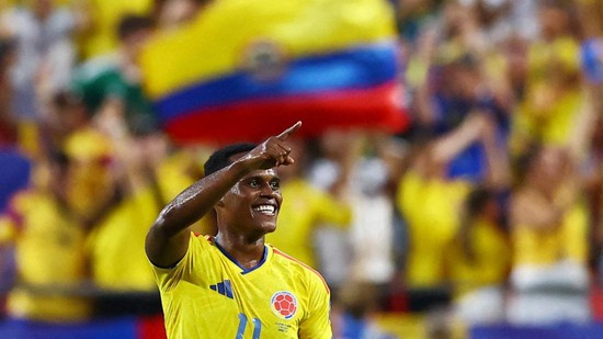 Soccer Football - FIFA World Cup 2026 - Round of 32 - Colombia v Ghana - Kansas City Stadium, Kansas City, Missouri, U.S. - July 3, 2026 Colombia's Jhon Arias celebrates scoring their first goal REUTERS/Bernadett Szabo     TPX IMAGES OF THE DAY