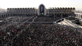 Mourners attend a prayer during a public farewell ceremony to pay their respects to late Supreme Leader Ayatollah Ali Khamenei, who was killed on February 28 in Israeli and U.S. airstrikes, at the Imam Khomeini Grand Mosalla, in Tehran, Iran, July 5,