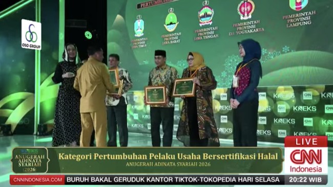 KATEGORI PERTUMBUHAN PELAKU USAHA BERSERTIFIKASI HALAL di Anugerah Adinata Syariah 2026