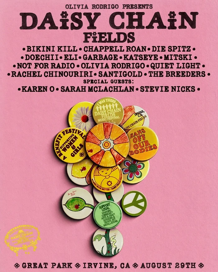 Festival Musik Daisy Chain Fields yang diinisiasi Olivia Rodrigo. Lineup seluruhnya diisi penampil perempuan.