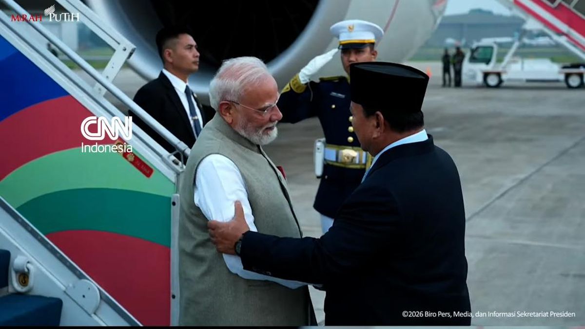 Momen PM India Tiba di Jakarta, Disambut Prabowo