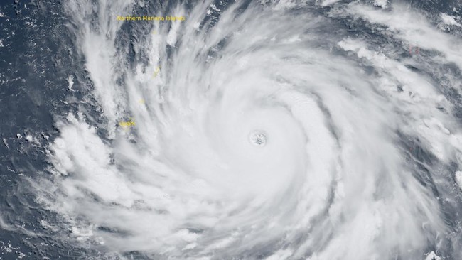 This satellite image handout from the Cooperative Institute for Research in the Atmosphere (CIRA) in partnership with the Regional and Mesoscale Meteorology Branch (RAMMB/NOAA) and the Colorado State University (CSU) taken on July 5, 2026 at 01:20 UT
