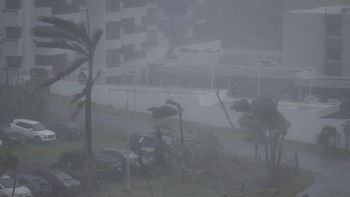 Strong wind brought by Super Typhoon Bavi hits Guam on July 6, 2026. (Photo by Yuichi YAMAZAKI / AFP)