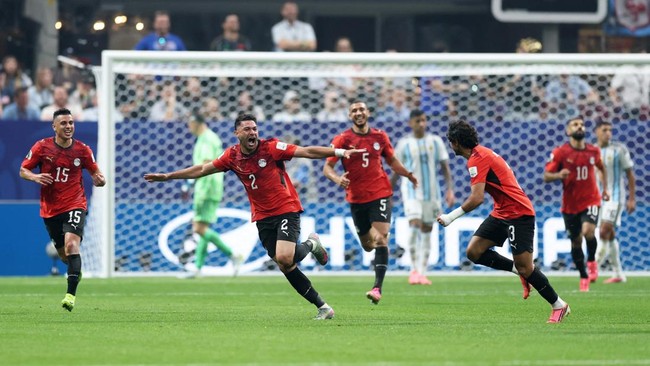 Soccer Football - FIFA World Cup 2026 - Round of 16 - Argentina v Egypt - Atlanta Stadium, Atlanta, Georgia, U.S. - July 7, 2026 Egypt's Yasser Ibrahim celebrates scoring their first goal REUTERS/Paul Childs