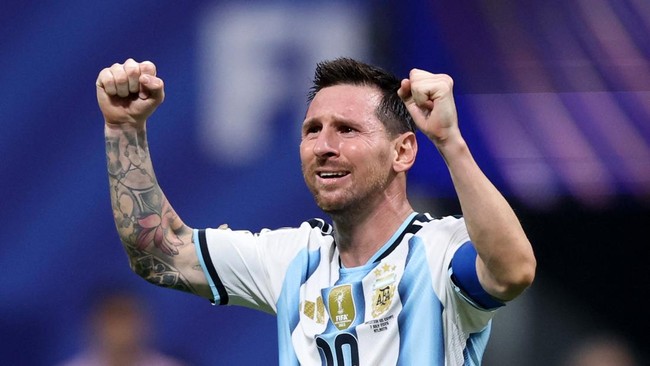 Soccer Football - FIFA World Cup 2026 - Round of 16 - Argentina v Egypt - Atlanta Stadium, Atlanta, Georgia, U.S. - July 7, 2026 Argentina's Lionel Messi celebrates after the match as Argentina qualify for the quarter finals of the World Cup IMAGN IM