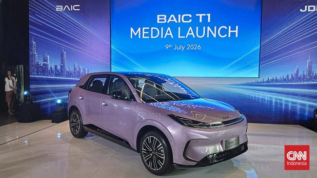 BAIC T1 resmi diluncurkan di Indonesia, Kamis (9/7). Mobil listrik itu rencananya akan dijual Rp300 jutaan.