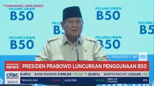 Video: B50 Meluncur, Prabowo Bangga RI Negara Pertama Mandatori B50