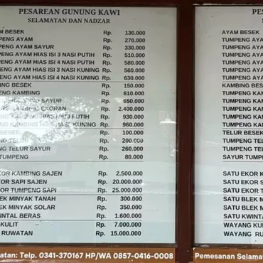 Viral Daftar Harga Ritual Gunung Kawi, Sajen Sapi Rp20 Juta Jadi Sorotan Warganet