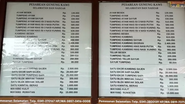 Mau Selamatan di Gunung Kawi? Ini Daftar Harga Mengejutkan Sampai Rp20 Juta!