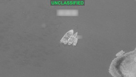 Vessels identified by U.S. Central Command as Islamic Revolutionary Guard Corps boats before they were struck in a new wave of U.S. military strikes against Iran on Tuesday, after three tankers were hit by projectiles in the Strait of Hormuz, in this