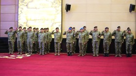 Upacara kenaikan pangkat 105 Pati TNI digelar di Mabes TNI, Cilangkap, Jakarta Timur, Kamis (9/7).