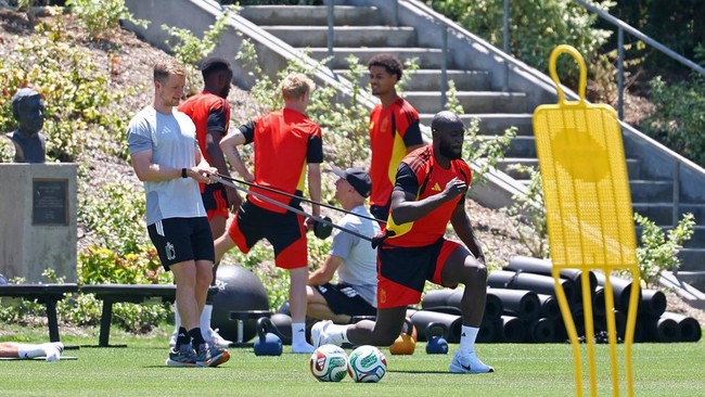 Soccer Football - FIFA World Cup 2026 - Belgium Training - Carson Sports Park, Carson, California, U.S. - July 9, 2026 Belgium's Romelu Lukaku during training REUTERS/Kai Pfaffenbach