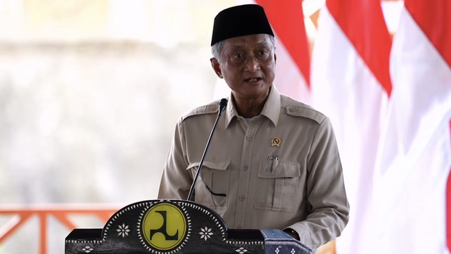 Menteri PU Dody Hanggodo saat acara peresmian 5 Bendungan di Indonesia, Lombok Barat, 10 Juli 2026