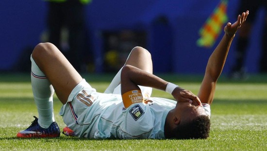Soccer Football - FIFA World Cup 2026 - Quarter Final - France v Morocco - Boston Stadium, Foxborough, Massachusetts, U.S. - July 9, 2026 France's Kylian Mbappe reacts REUTERS/Jeenah Moon