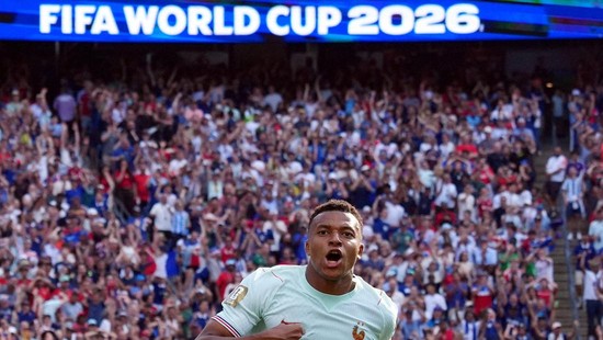 Soccer Football - FIFA World Cup 2026 - Quarter Final - France v Morocco - Boston Stadium, Foxborough, Massachusetts, U.S. - July 9, 2026 France's Kylian Mbappe celebrates scoring their first goal IMAGN IMAGES via Reuters/David Butler Ii     TPX IMAG
