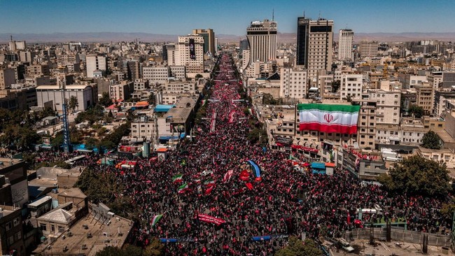 Mourners gather on the day of the burial of Iran's late Supreme Leader Ayatollah Ali Khamenei, who was killed on February 28 in Israeli and U.S. airstrikes, in Mashhad, Iran, July 9, 2026. Office of the Iranian Supreme Leader/ Handout via REUTERS ATT