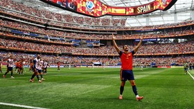 Soccer Football - FIFA World Cup 2026 - Quarter Final - Spain v Belgium - Los Angeles Stadium, Inglewood, California, U.S. - July 10, 2026 Spain's Mikel Merino celebrates scoring their second goal REUTERS/Kai Pfaffenbach     TPX IMAGES OF THE DAY