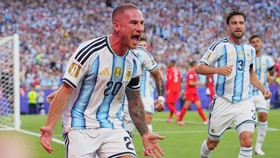 Soccer Football - FIFA World Cup 2026 - Quarter Final - Argentina v Switzerland - Kansas City Stadium, Kansas City, Missouri, U.S. - July 11, 2026 Argentina's Alexis Mac Allister celebrates scoring their first goal IMAGN IMAGES via Reuters/Jay Bigger