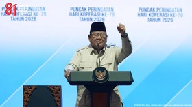 Presiden Prabowo Subianto berpidato pada acara puncak peringatan ke-79 Hari Koperasi di Jakarta, (12/7/2026).