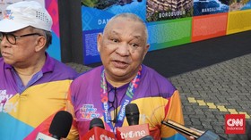 Adyatama Kepariwisataan dan Ekonomi Kreatif Ahli Utama Kemenpar Vinsensius Jemadu pada acara Senior Happy Run 5K 2026, Minggu (12/7).