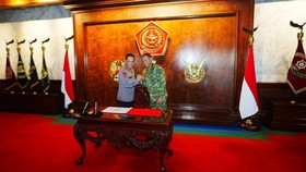 Kapolri Jenderal Listyo Sigit Prabowo beserta jajaran PJU Mabes Polri bersilaturahmi ke Mabes TNI, Cilangkap, Jakarta