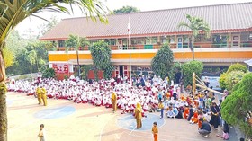 SDN Srengseng Sawah 15 Pagi, Jagakarsa, Jakarta Selatan, Senin (13/7), mendapat ancaman bom saat MPLS.
