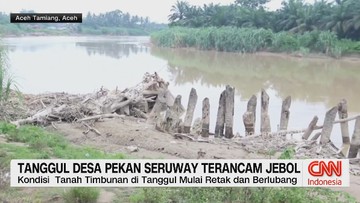 VIDEO: Tanggul Desa Pekan Seruway Terancam Jebol