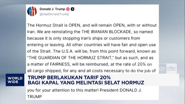 Video: Trump Tarik Tarif 20% Bagi Kapal yang Melintasi Selat Hormuz